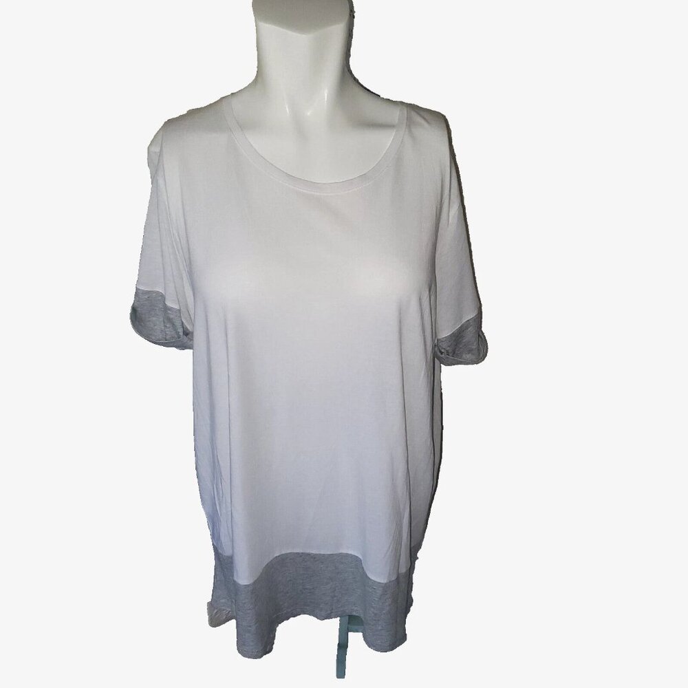 Vince. NEW Supima Cotton/Modal Color blocked Rolled Sleeve T-shirt XL